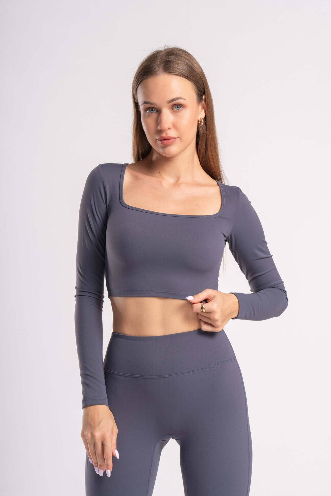  seamless yoga pants and matching crop top, high-waist leggings for women’s workout