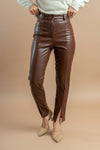 Women's high-waisted brown trousers, perfect for creating a sleek