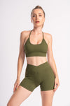 Women’s halter neck flexirib bra and high-waisted yoga shorts set