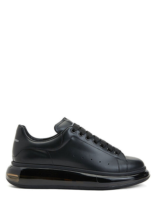 Alexander McQueen  Men’s Black Leather Sneakers with Elevated Sole