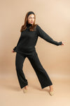 Turtle neck knit co-ord - full sleeve sweater and wide-leg pants combo