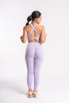 Cross-back lavender color sports bra and yoga pants set - perfect for yoga, gym, and everyday wear