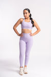 Women’s gym set - lavender cross-back sports bra with matching yoga pants