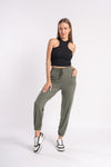 Soft cotton green jogger track pants for men’s and women's everyday wear