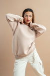 Oversized beige sweatshirt for women