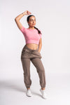 Trendy solid pink color cropped top for women