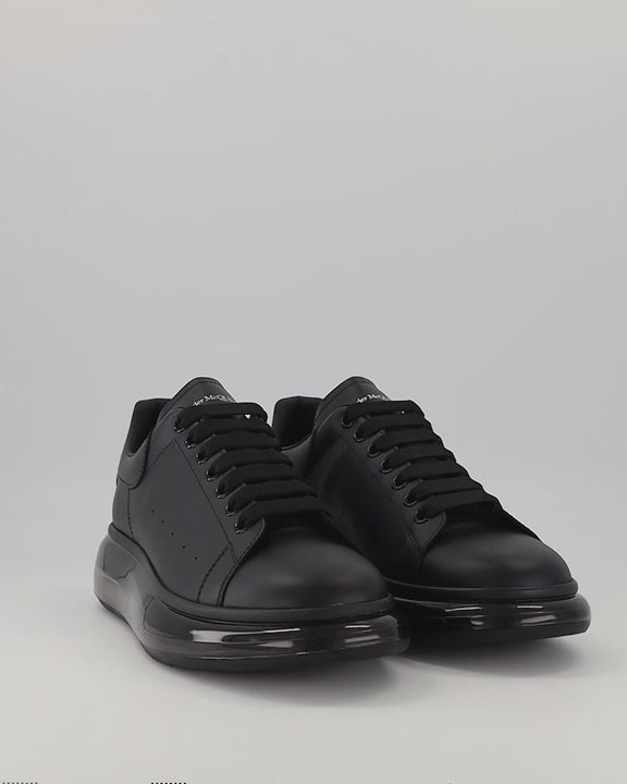 Alexander McQueen  Men’s Black Leather Sneakers with Elevated Sole