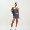 Contrast Trim Racerback Tank Top - Sleek Activewear in Dark Grey