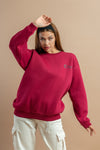 Women's oversized red pullover sweater and sweatshirt