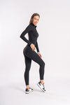 Slim-fit, long-sleeved bodycon jumpsuit with front zipper