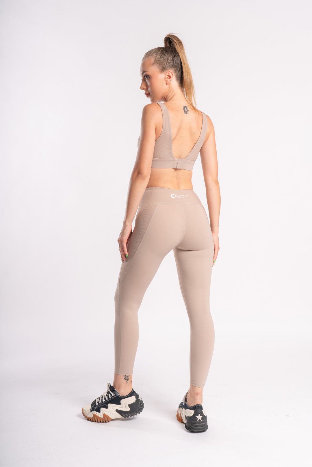 High-waisted yoga pants, sports bra, and jacket - three-piece activewear