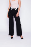 Black polyester trousers for women with a tailored fit and straight-leg design