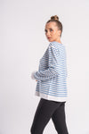 Trendy women's round-neck full-sleeve striped t-shirt