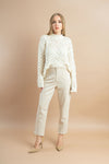 Women’s white rhinestone-embellished knitted sweater