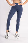 Lightweight women's blue sports leggings, ideal for yoga, running, or gym training