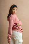 Cozy women's peach pullover sweatshirt perfect for winter season