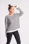 Casual women's striped long-sleeve round-neck tee