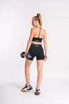 Seamless halter neck flexirib bra and high-waisted shorts combo